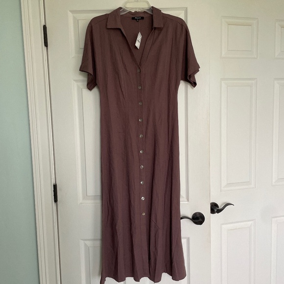 Brown linen button down dress -Size 0 - Picture 1 of 3